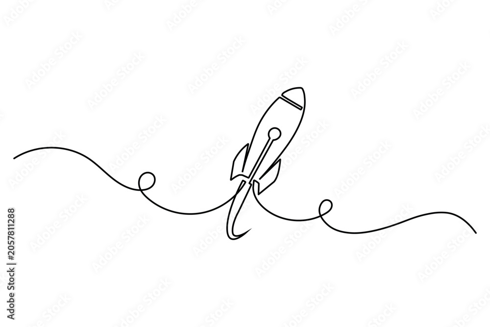 Obraz premium Rocket continuous line art representing business startup and financial growth conceptRocket continuous line art representing business startup and financial growth concept