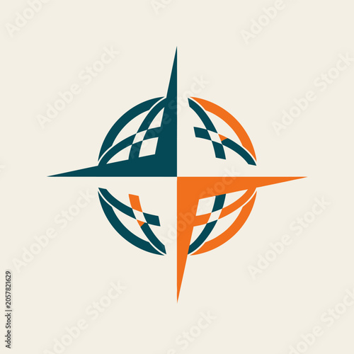 Colorful Compass Rose Logo with Globe and Arrows.