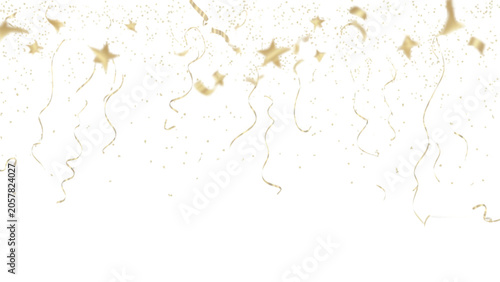 Shiny gold confetti and stars falling down for festive celebration and party event decoration Vector