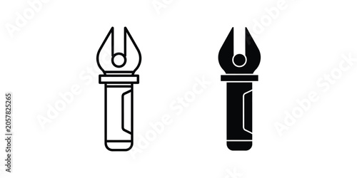 Foto Stylized pen nib icon in outline and solid fill set on white background for grap
