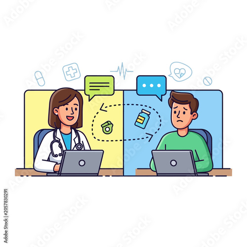 Doctor and patient having an online video consultation.