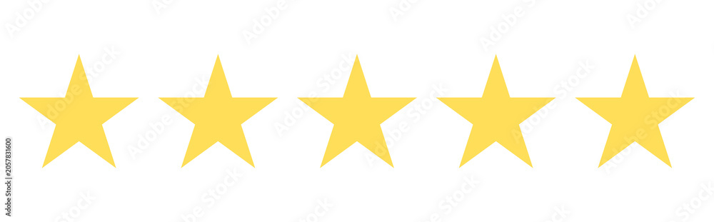 Obraz premium Five Star Rating Vector. Customer Review And Feedback Symbol. Premium Quality Evaluation Element. Golden Star Illustration Set