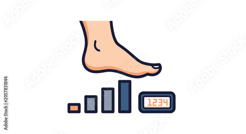 Flat design illustration of foot and fitness tracker.