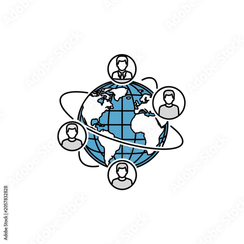 Global network of interconnected people around the world.