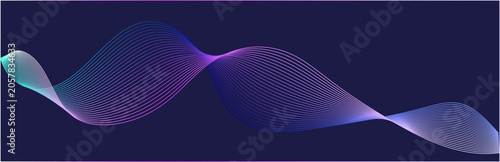 Fotografie Big Data Flow Technology Background with Dynamic Blue and Pink Wave Lines over N