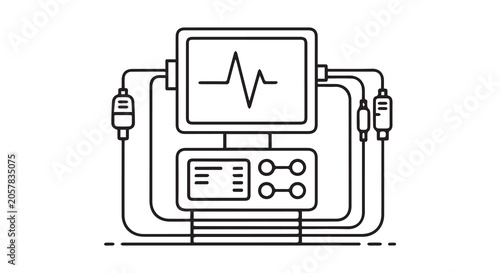A line drawing of a medical device with a heart rate monitor