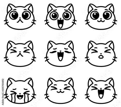 Cute Kawaii Cat Emoji Faces
