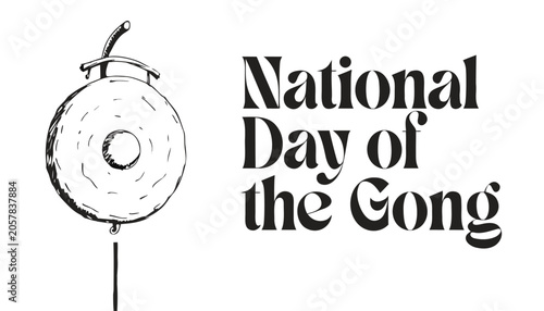 Hand drawn illustration of a traditional gong for national celebration