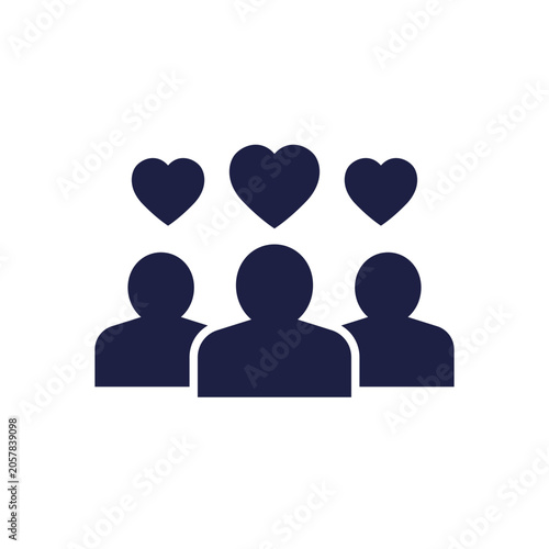 Bild auf Leinwand community icon, people and hearts vector design