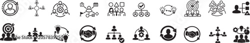 Fotografía Cross functional icon set with business integration and teamwork symbols