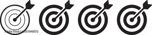 Foto Target icons set with arrow hitting the center for precise marketing goals and b