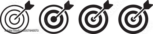 Foto Target icons set with arrow hitting the center for precise marketing goals and business achievement vector illustration representing focus, success metrics and strategic planning concepts