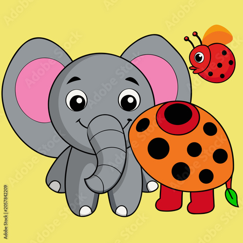 cute-elephant-and-ladybug-vector-image-