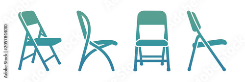 Εκτύπωση καμβά Set of folding chairs in different angles isolated on transparent background