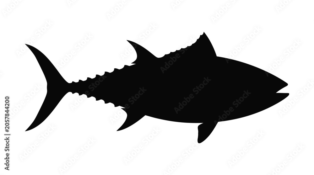 Fototapeta premium Fish Silhouette On White Background A Simple Marine Creature Shape