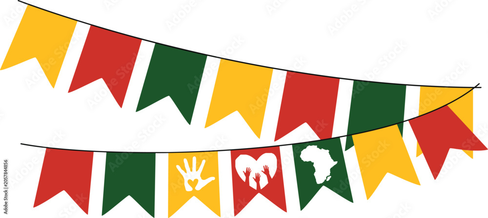 Fototapeta premium Emancipation Day Celebration Bunting Flags in Pan African Colors