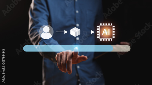 Foto Digital user initiating agentic commerce, customer experience enhancement, retai