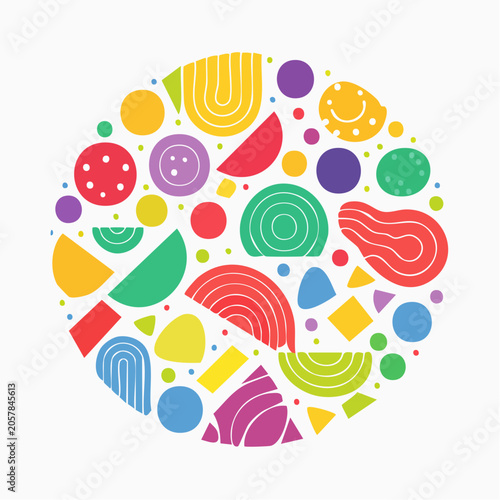 Abstract Colorful Geometric Shapes Circle Pattern