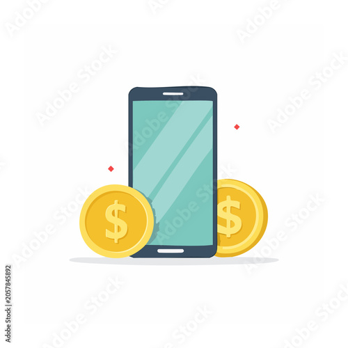 Smartphone with currency symbols on screen