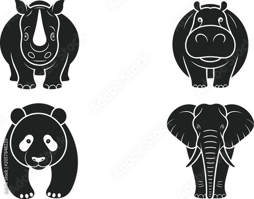 Photography A professional minimalist vector silhouette set featuring cute wild animals incl
