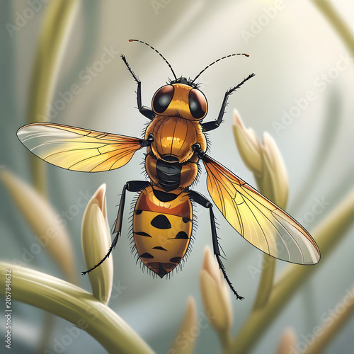 Insect housefly animal colored illustration