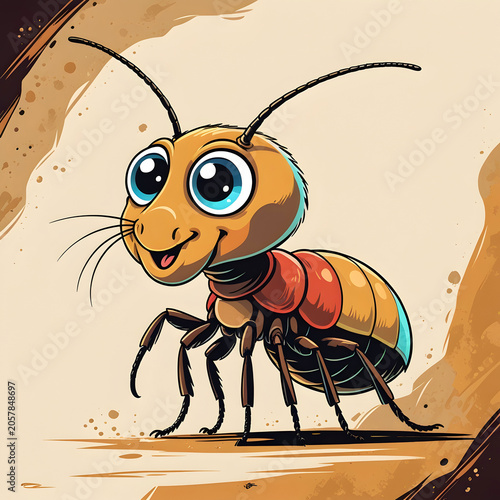 Insect termite animal colored cartoon illustration
