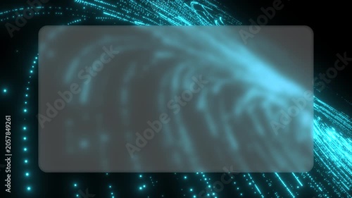 An abstract glassmorphic animation shows orange neon light streaks exploding outwards dynamically. The blurry glass card layer delivers a modern tech aesthetic for digital presentations.