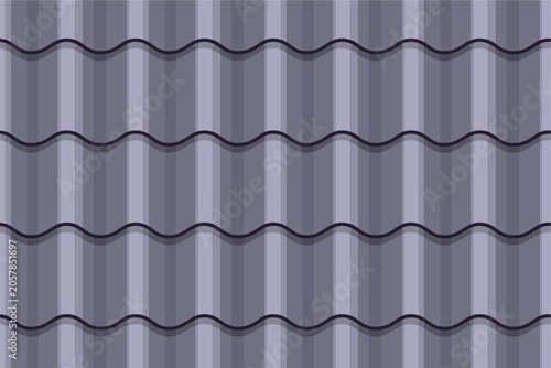 Close-up view of purple corrugated metal roofing sheets in natural daylight