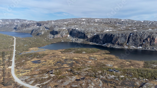 Schilderij op canvas Norway's oldest mountain is a geological formation located near Kirkenes in Sør-Varanger, Eastern Finnmark
