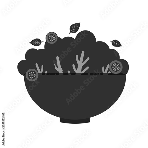 black cute salad icon flat design