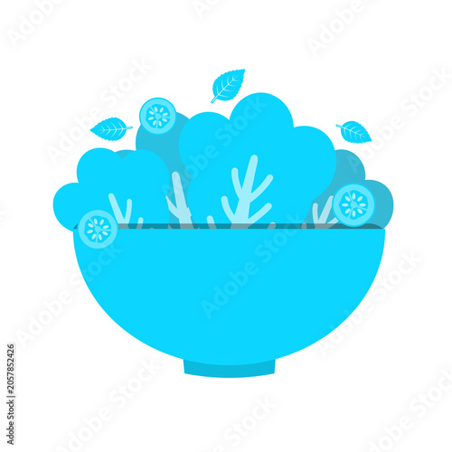 blue cute salad icon flat design