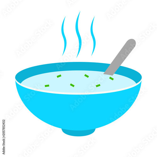blue cute soup icon flat design