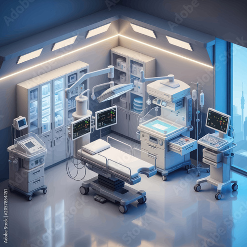 Modern Operating Room Equipment and Medical Devices.
