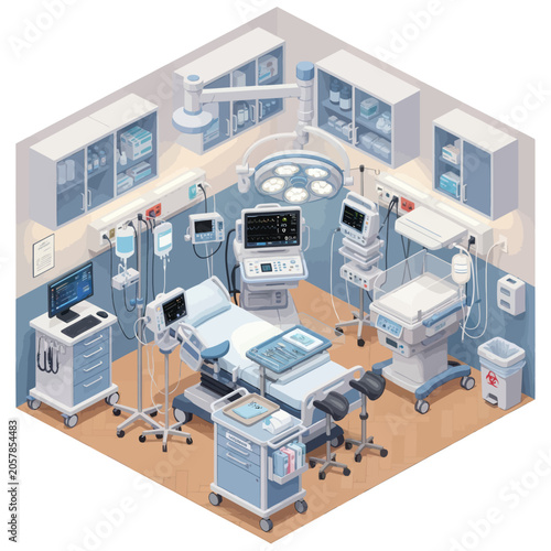 Modern Operating Room With Advanced Medical Equipment.