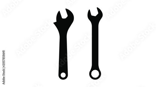 Two Wrenches In Black Silhouette wrench spanner