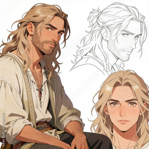 Sketch reference sheets with different people in multiple poses on a white background, clean drawing study collection for character design and figure practice