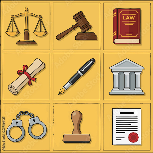 Принти на полотні Legal and Justice System Icons Collection.