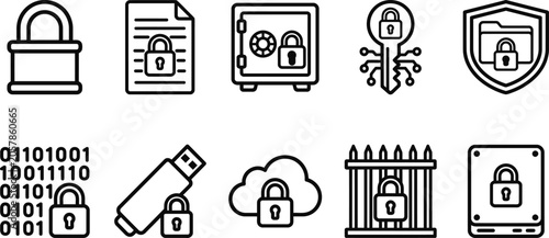 Fotografija Secure data protection icons set