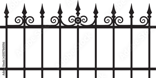 Bild auf Leinwand Metal grill of a classic fence. Black icon silhouette vector