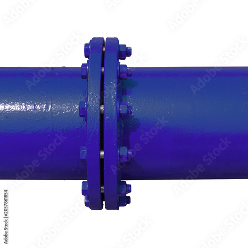 Εκτύπωση καμβά Industrial blue pipe connection with bolted steel flange metal connector