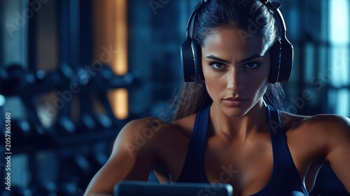 Focused Fitness: A Determined Woman's Workout Portrait