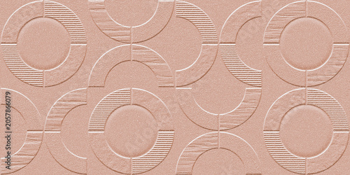 Fotografie A seamless geometric pattern of interlocking rings with a textured, embossed surface