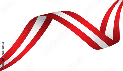 Austrian National Flag Waving Ribbon Vector Illustration Isolated on White Background