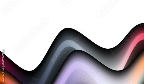 Abstract Colorful Layered Wavy Background with 3D Paper Cut Effect on White Background