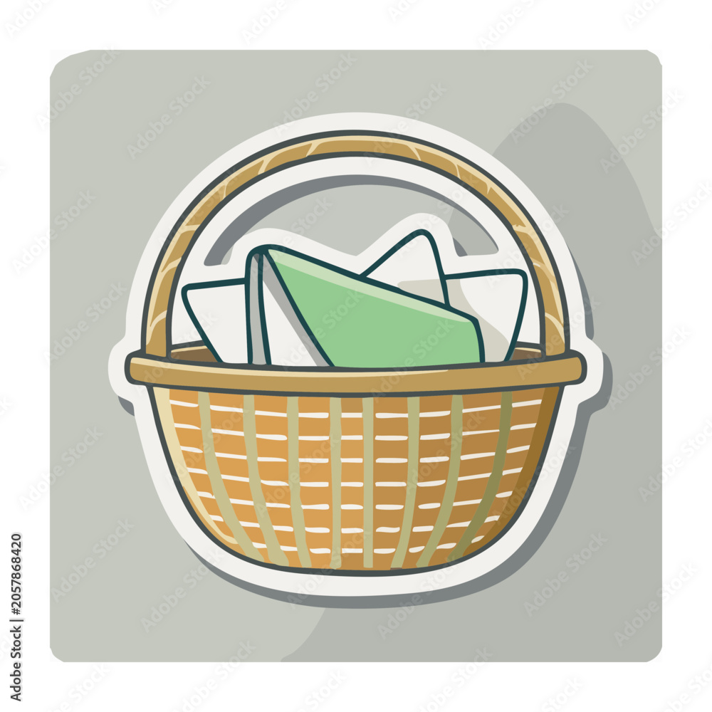 Obraz premium Flat design illustration of a basket with documents