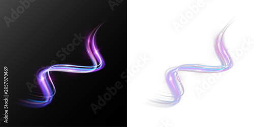 Εκτύπωση καμβά Purple neon light wave isolated on transparent background
