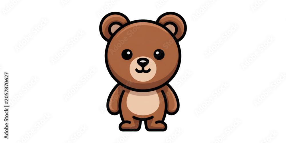 Obraz premium Cute cartoon brown bear standing happily Vector