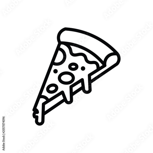 Minimal Pizza Slice Line Art Icon
