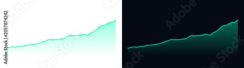 Tableau sur toile A glowing neon green financial growth chart line moving upwards with a soft grad