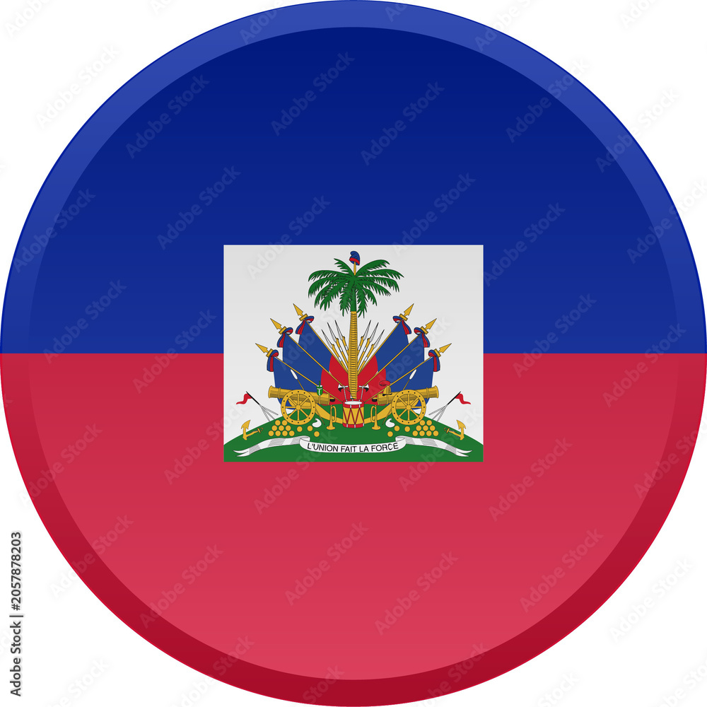 Obraz premium Transparent Haiti Round DISC Flag Icon with 3D Look